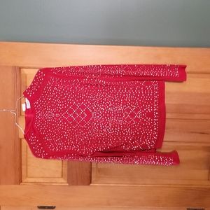 Sheer Red Blouse with Beautiful Accents